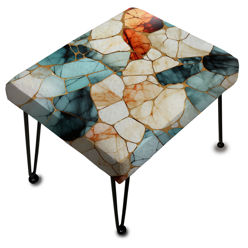 Motif d'harmonie multicolore en marbre mosaïque - Repose-pieds rectangulaire en marbre