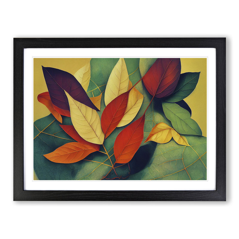 Gentle Leaf - Picture Frame Print, Black Framed, 25cm H x 34cm W x 2cm D