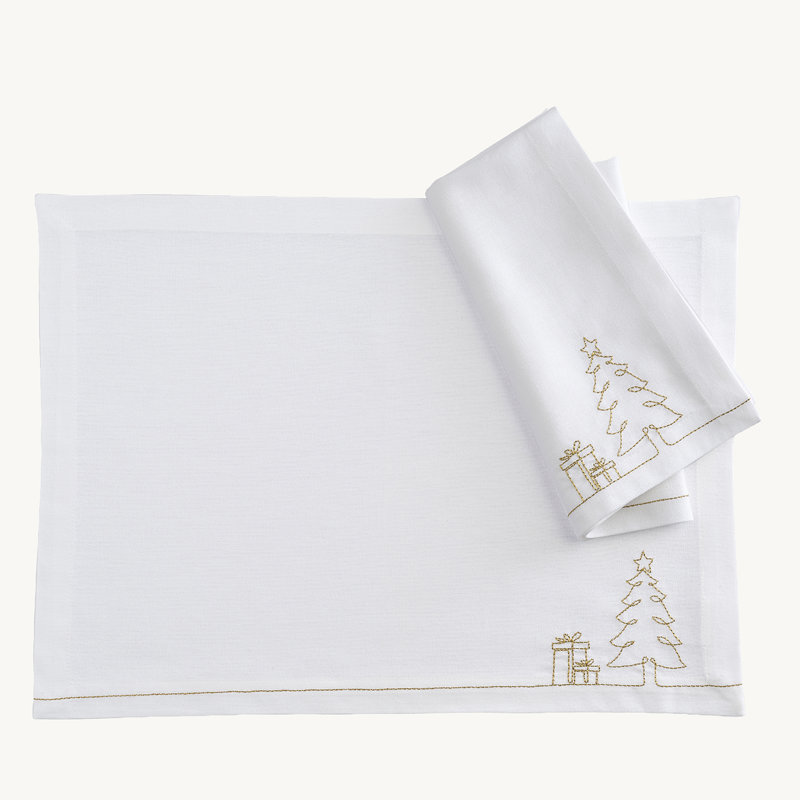 100% Pure Linen Placemats -Christmas Stitch