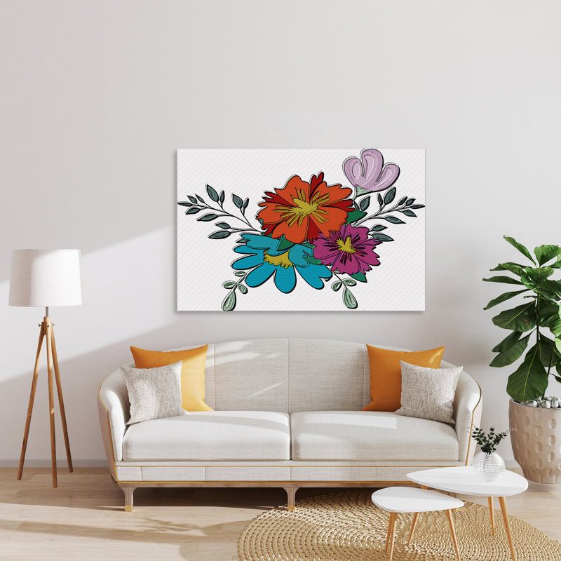 " Boho Flowers VI " Painting Print, 16" H x 24" W x 1.5" D