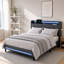 Upholstered Platform Bed Frame with Charging Station & LED Lights, Modern Platform Bed with Upholstered Storage Headboard, No Box Spring Needed Noise Free-55056311