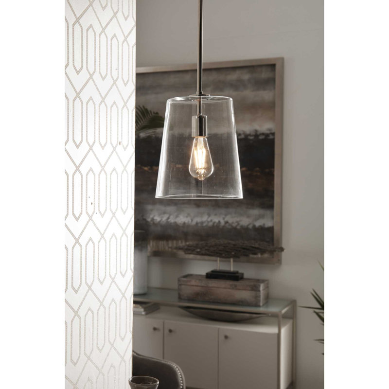 Luminaire suspendu conique à 1 lumière Selena, Argent clair, H 11,38 po x l 9 po x P 9 po