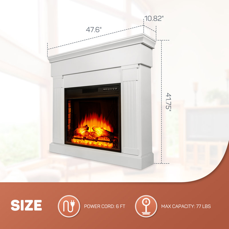 47.6'' W Electric Fireplace, White