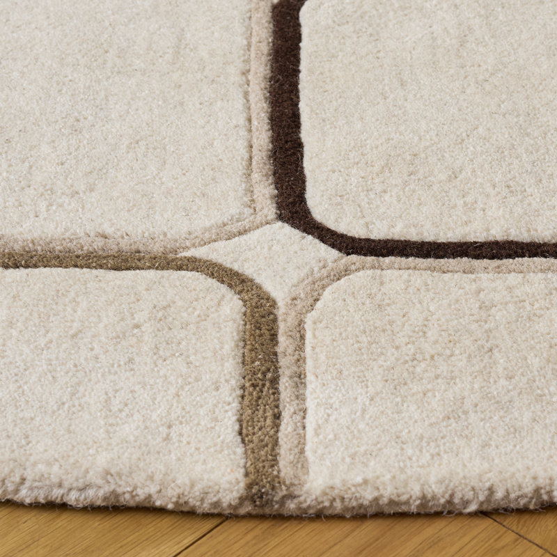 Tapis géométrique en laine et viscose touffeté à la main Steuart, Rond 6 pi