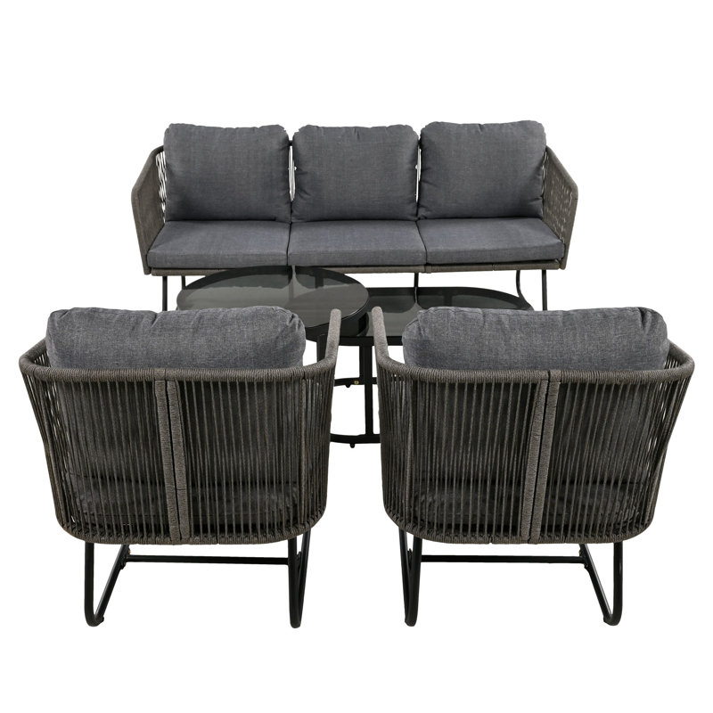 Kinsman 5 - Person Garden Lounge Set with Cushions, Grey