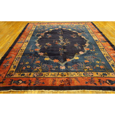 Antique Peking Room Size Wool Blue Red Rug