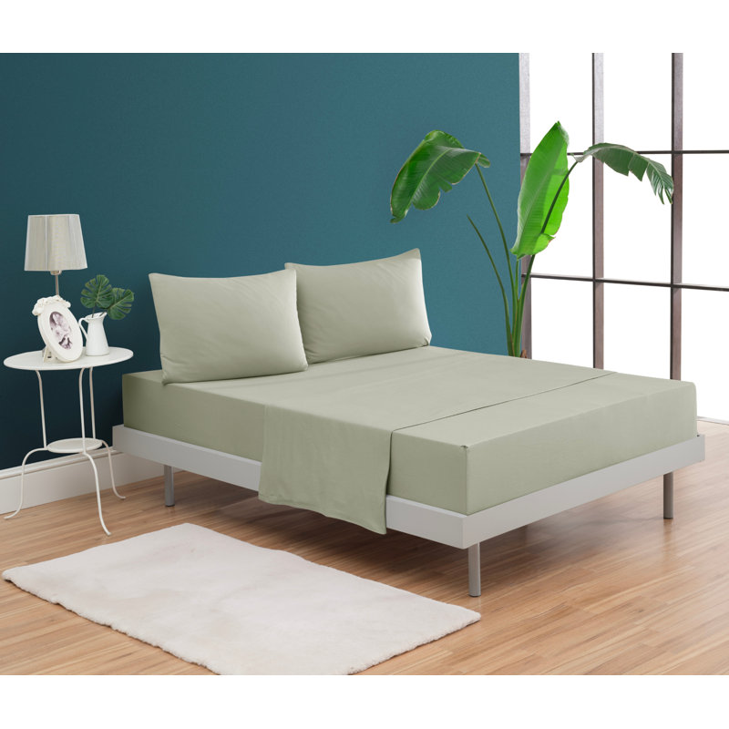 100% Cotton Jersey Knit Sheet Set, King Sheet Set with 2 Pillowcases, Green
