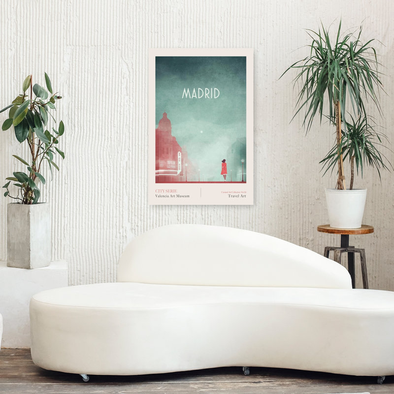 Madrid 1- Gran Via Minimalist Serene Tranquil Architecture City Wall Art Print 1 Piece Wrapped Canvas Wall Art