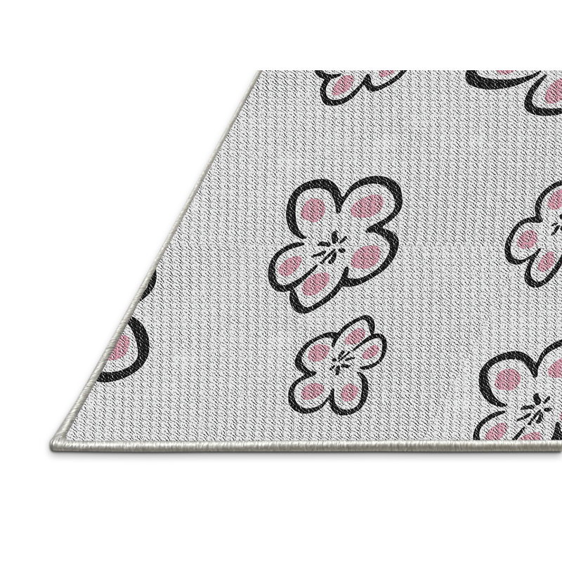 Tapis gris/zone noire à motifs, Rectangle 2 pi x 5 pi