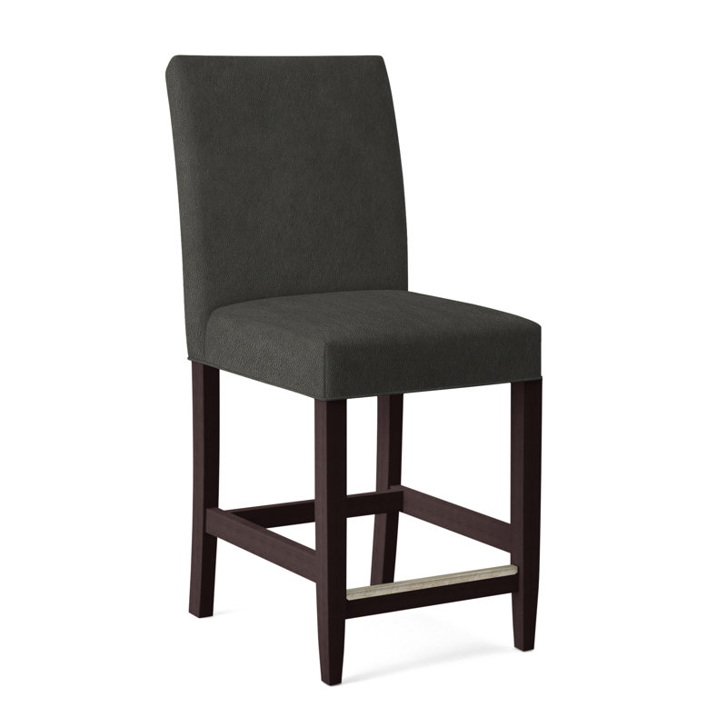 Manhattan Upholstered Stool with Solid Wood Frame, Java Finish, White Performance Fabric; 0851-94