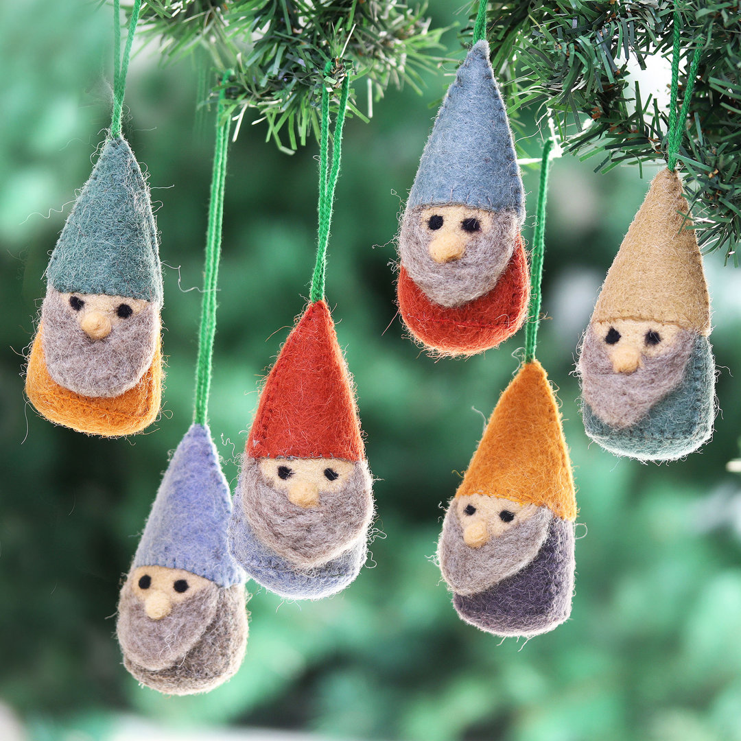 Lucky Wool Felt Gnomes Holiday Figurine Ornament (Set of 6) The Holiday Aisle® 