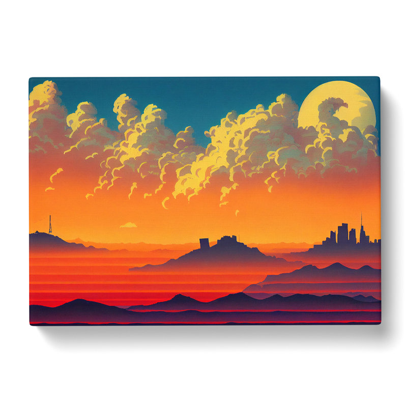 Sunset Landscape Art Deco - Wrapped Canvas