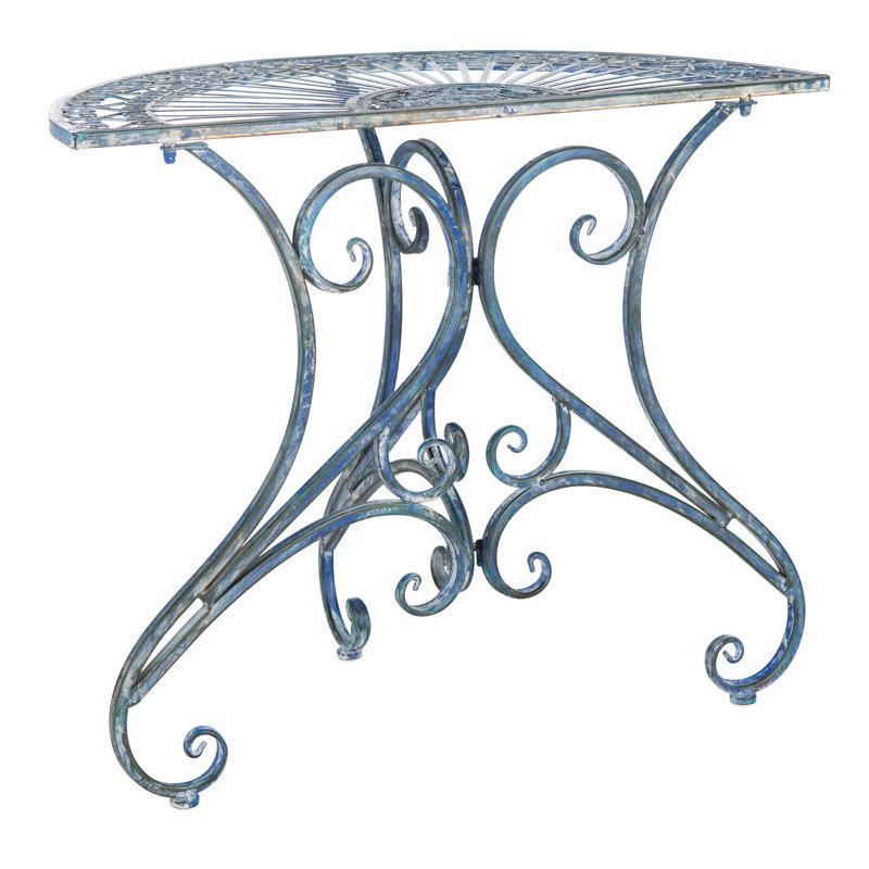 Newton St Loe Iron Top End Table, Antique Blue
