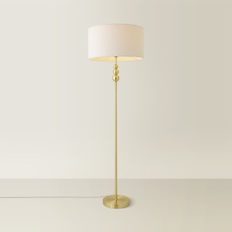 Randalia 145cm Traditional Floor Lamp, Brushed Gold, Cream