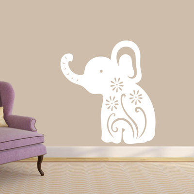 Décalcomanie murale éléphant floral