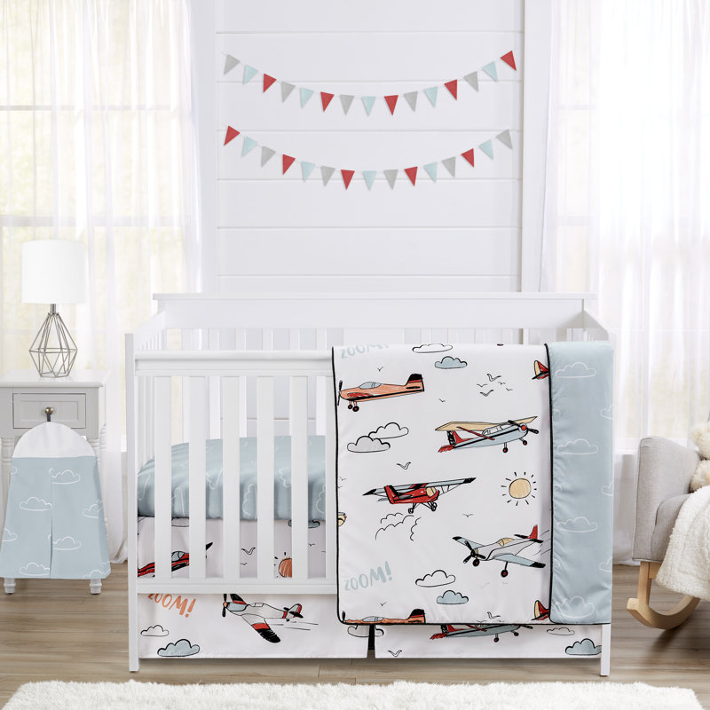 Ensemble de literie pour lit de bébé 4 pièces rouge et bleu