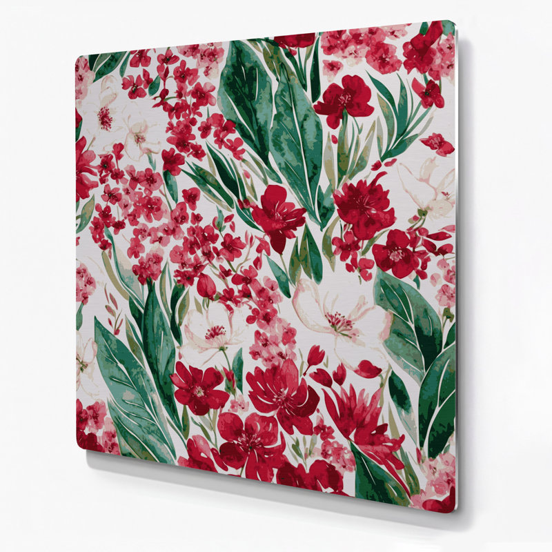 Aquarelle florale, art mural en métal gris 24, H 16 po x l 16 po