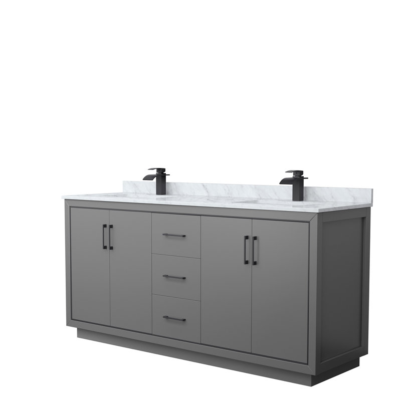 Ensemble de meuble-lavabo double 72 po Icon, Gris foncé, Noir mat, 72"