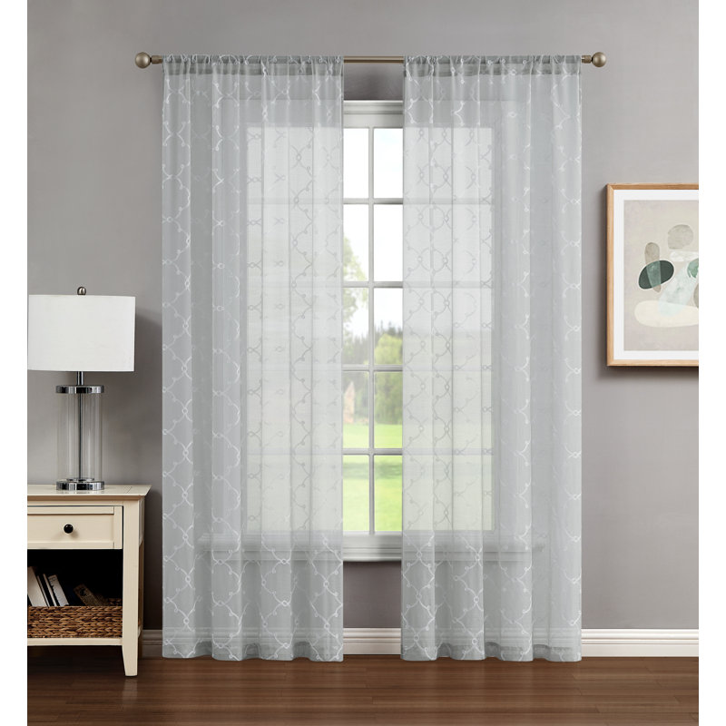 Sheer Curtain, Blue, 38" W x 84" L