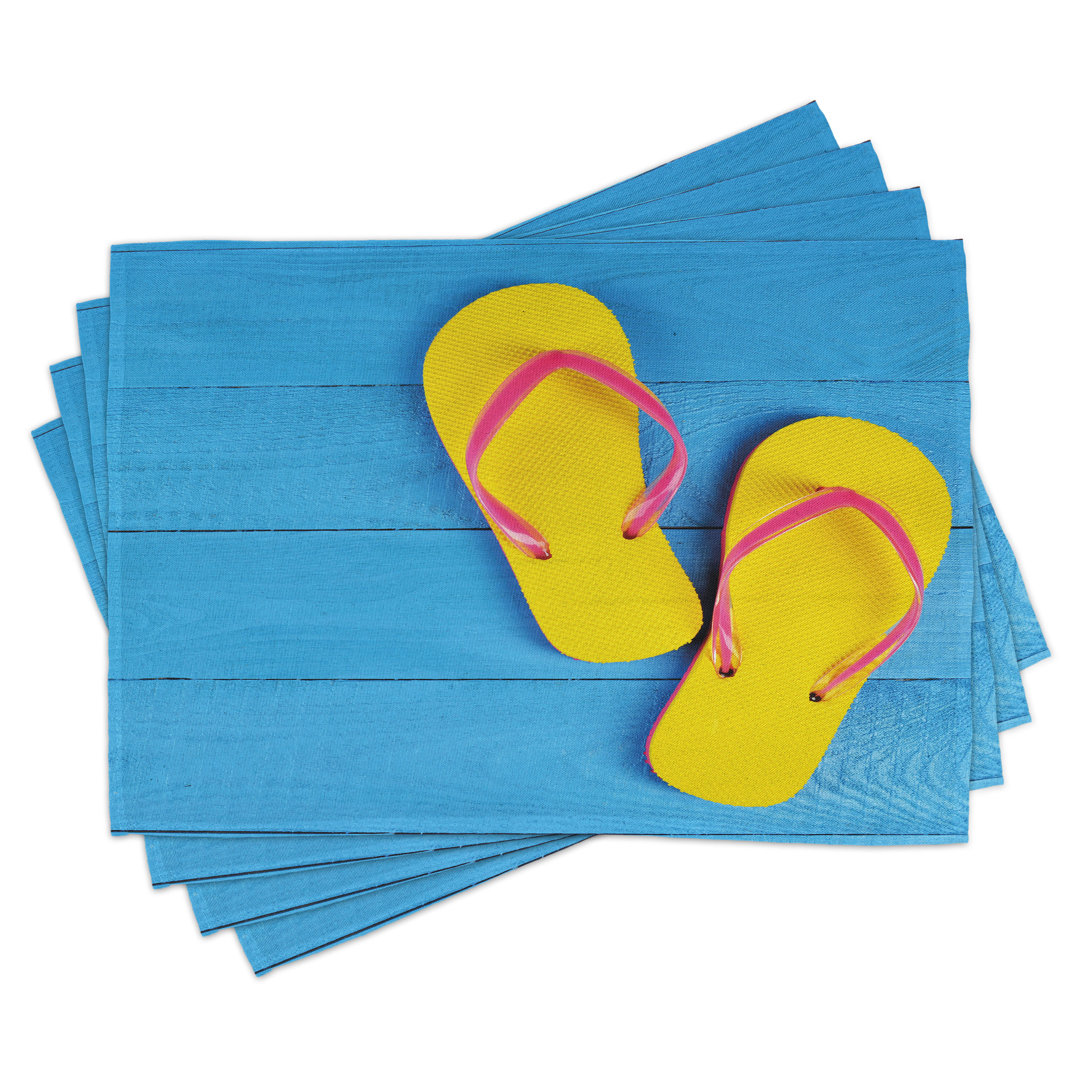 Platzmatten, Flip Flops Pier, Gelb und Blau, Sky Blue Gelb Pink