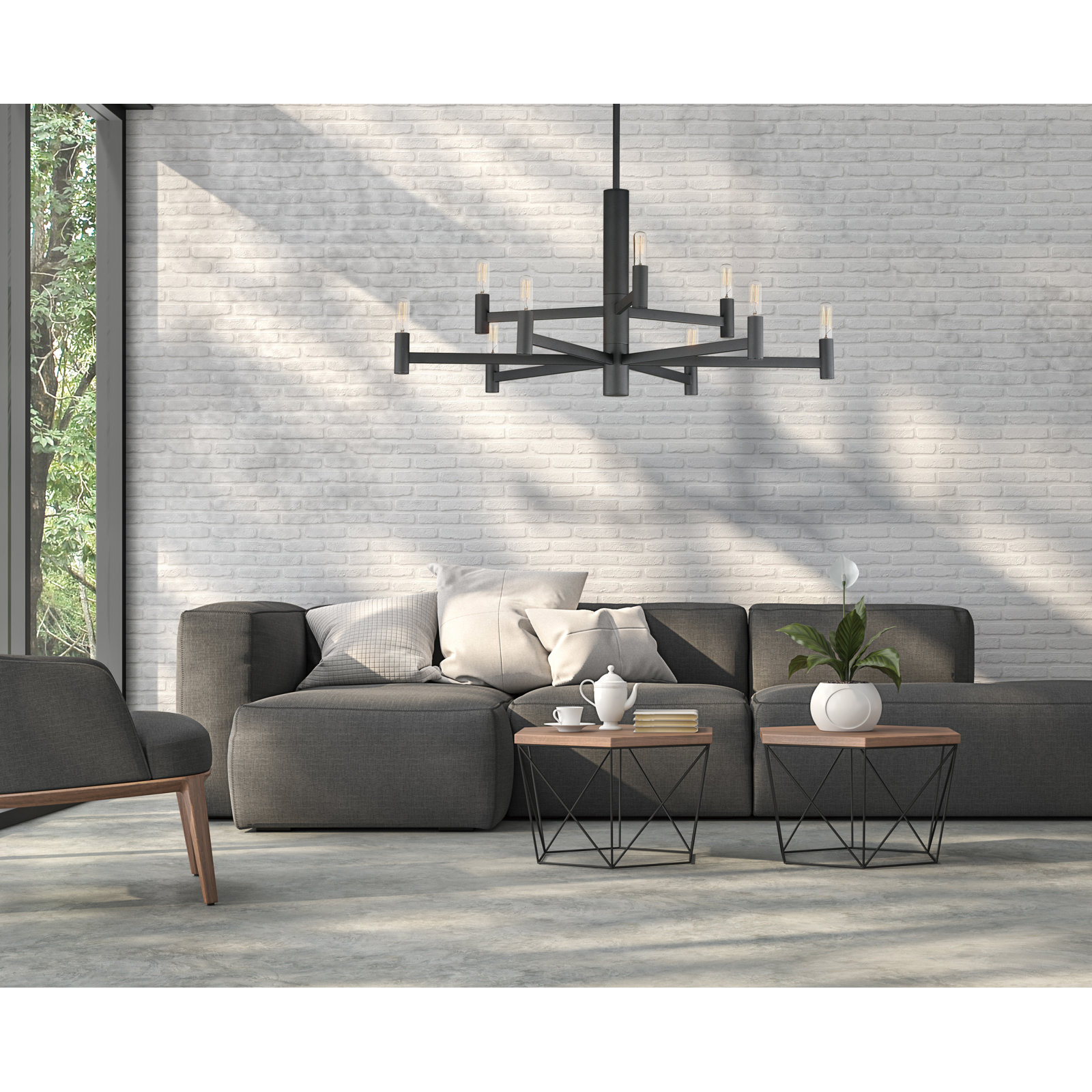 Ilene 9 - Light Dimmable Chandelier, Black