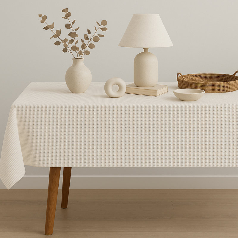 Nappe Waffle Weave, L 56 po x L 72 po, Ivoire ivoire