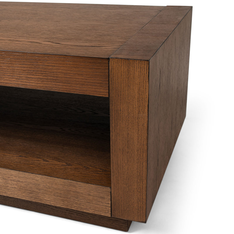 Artemis Large Dark Brown Oak Coffee Table with Storage Shelf