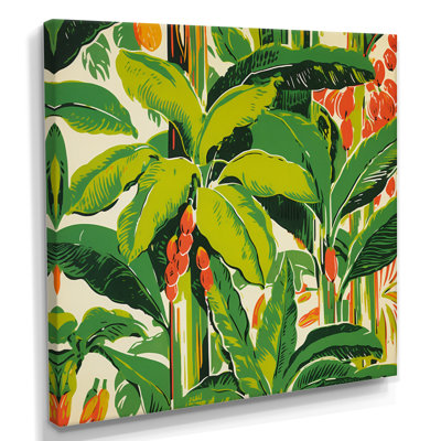 Palmiers tropicaux Illustration rétro - feuilles, art mural
