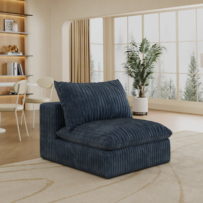 Blue Cloud In Corduroy Fabric: Removable Deep Seat Feather - Filled Double Layer Cushion. For Living Room, Bedroom, Conference Apartment. Modular Diy And High Density Compression, No Assembly Fabric