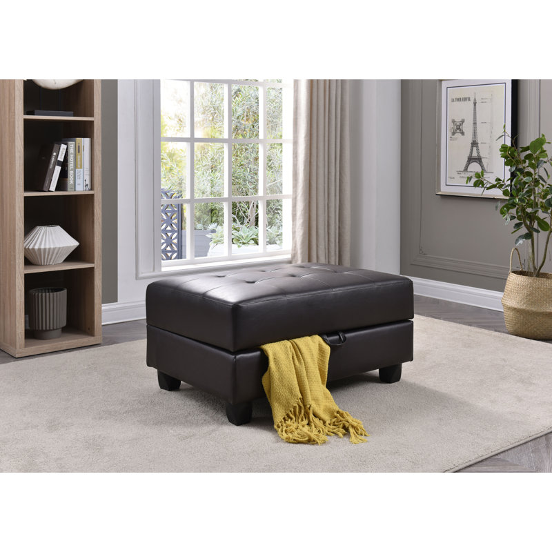 Benton Faux Leather Ottoman, Faux Leather Cappucino