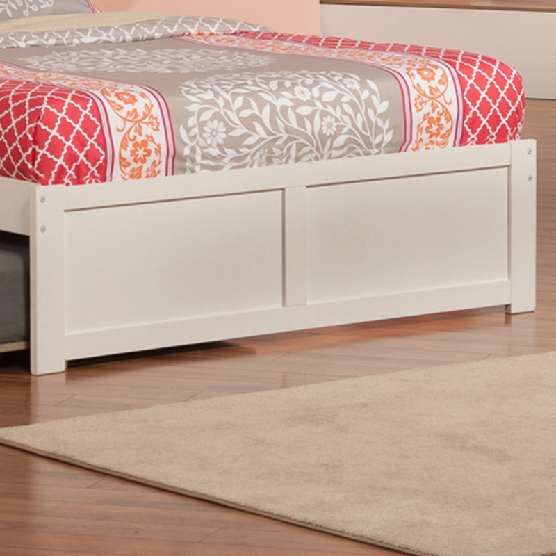 Bharmal Solid Wood Arched Slat Platform Bed with Footboard & Full Roll Out Trundle, White
