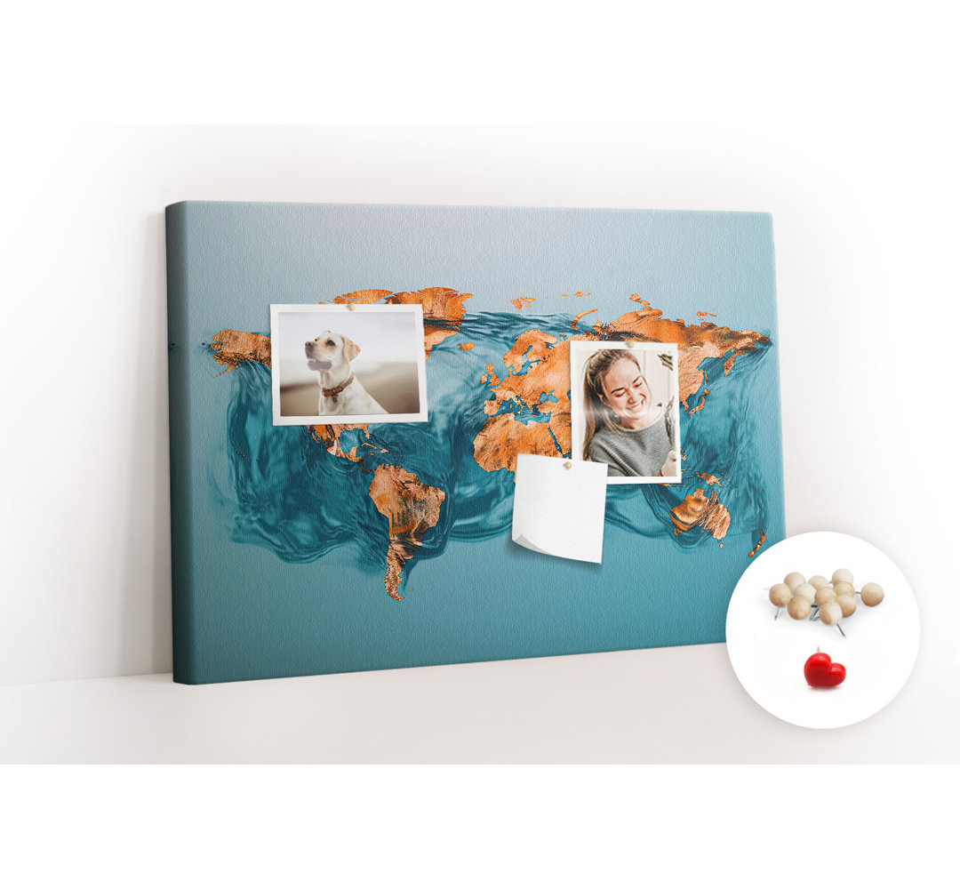 Wall Mounted bulletin board print decorative wall message pin boards home office corkboard Map abstraction