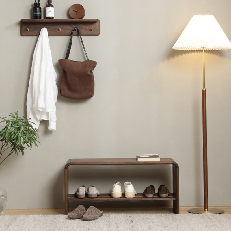 Banc à chaussures en noyer noir élégant et rétro