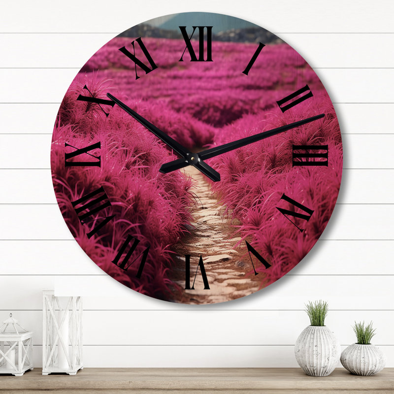 Horloge murale Fushia Blooming Abstraction II, Grand
