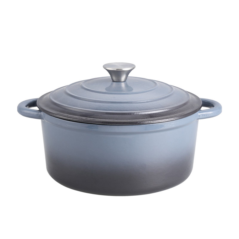 Belfry Kitchen Cast Iron Round Dutch Oven, 28cm, 6L, Grey