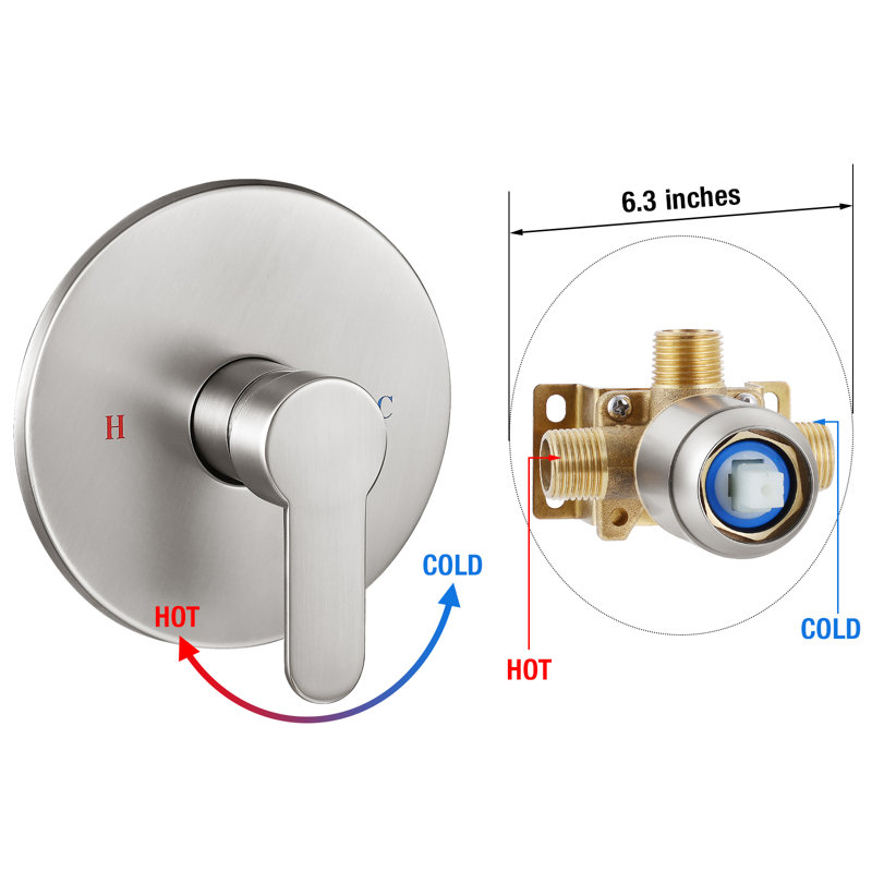 Modern Wall Mount Single Handle Shower Faucet, Brushed Nickel