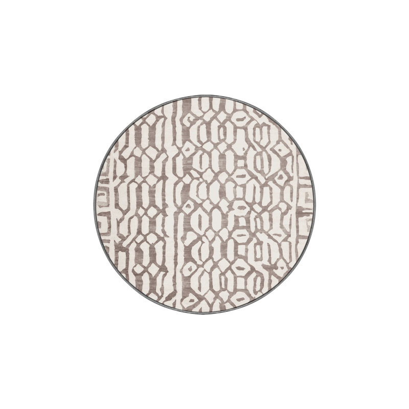 Tapis gris soyeux et moelleux, Rond 7 pi