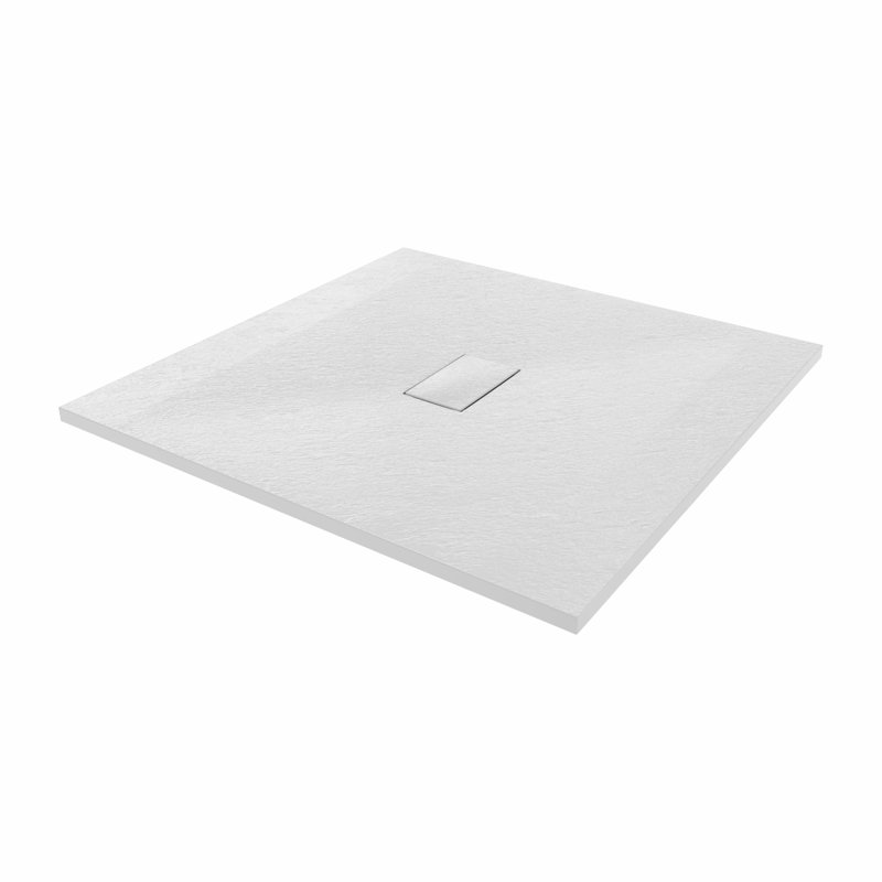 Rheeta Slate Shower Tray, 100cm H x 100cm W x 3.2cm D, Center, White