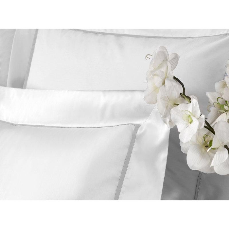 Plaza Sateen Duvet Cover, Twin Duvet Cover, Pale Gray/Snow White