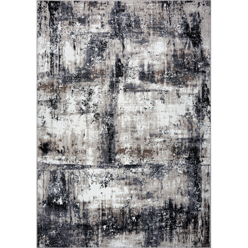 Tapis gris / noir Emerence, Rectangle 2 pi 7 po x 4 pi 11 po