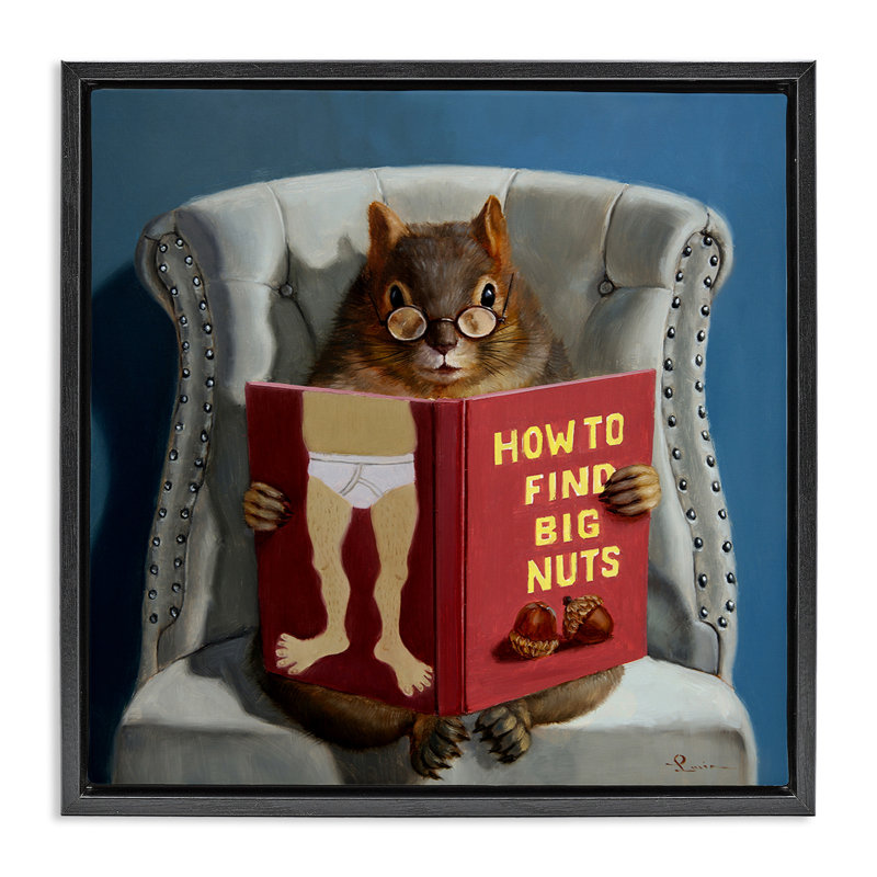 Écureuil lisant un livre impertinent, H 18 po x l 18 po, Noir