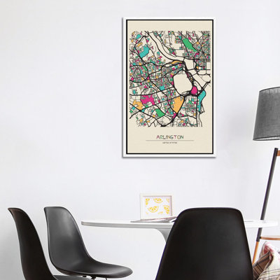 Arlington County, Virginia Map by Ayse Deniz Akerman - Print on Canvas