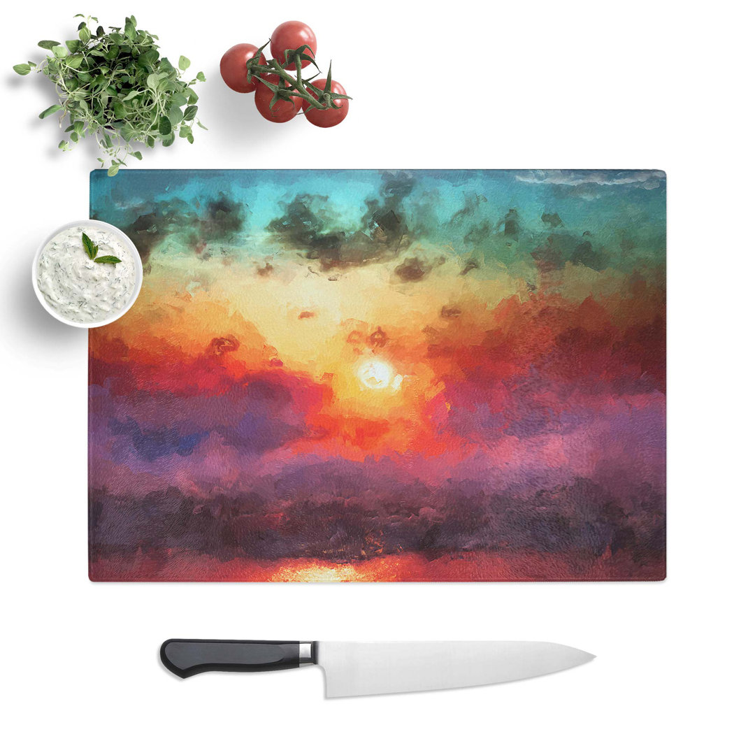 Tempered Glass Sunset over the Ocean Chopping Board