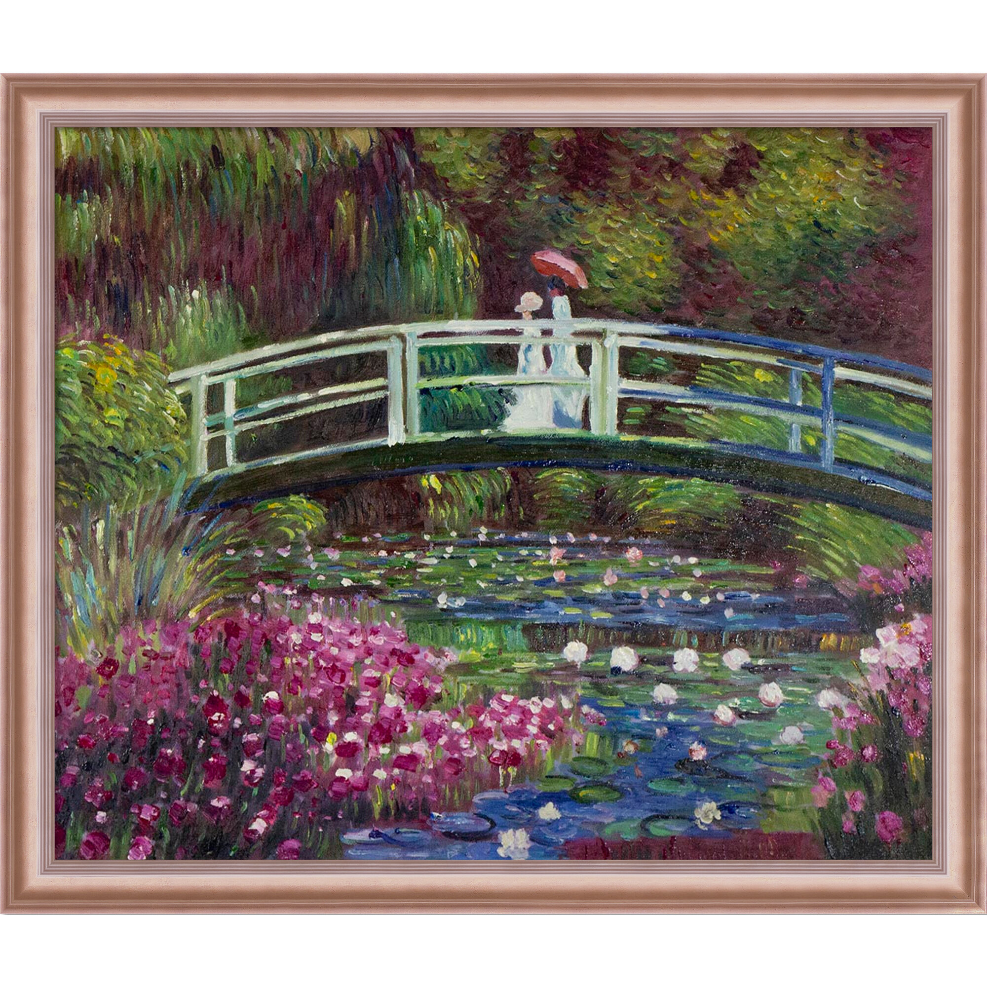 Japanese Bridge In The Artist s Garden By Claude Monet With Rose Gold Classico Frame 23