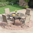 Aluminum Patio Dining Set with Round Dining Table and 4 Swivel PVC-coated polyester Dining Chairs