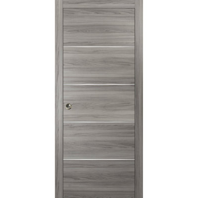 Porte française coulissante avec | Planum 0020 | Kit de garniture de quincaillerie de rail | Portes robustes intérieures en bois massif pour chambre à coucher