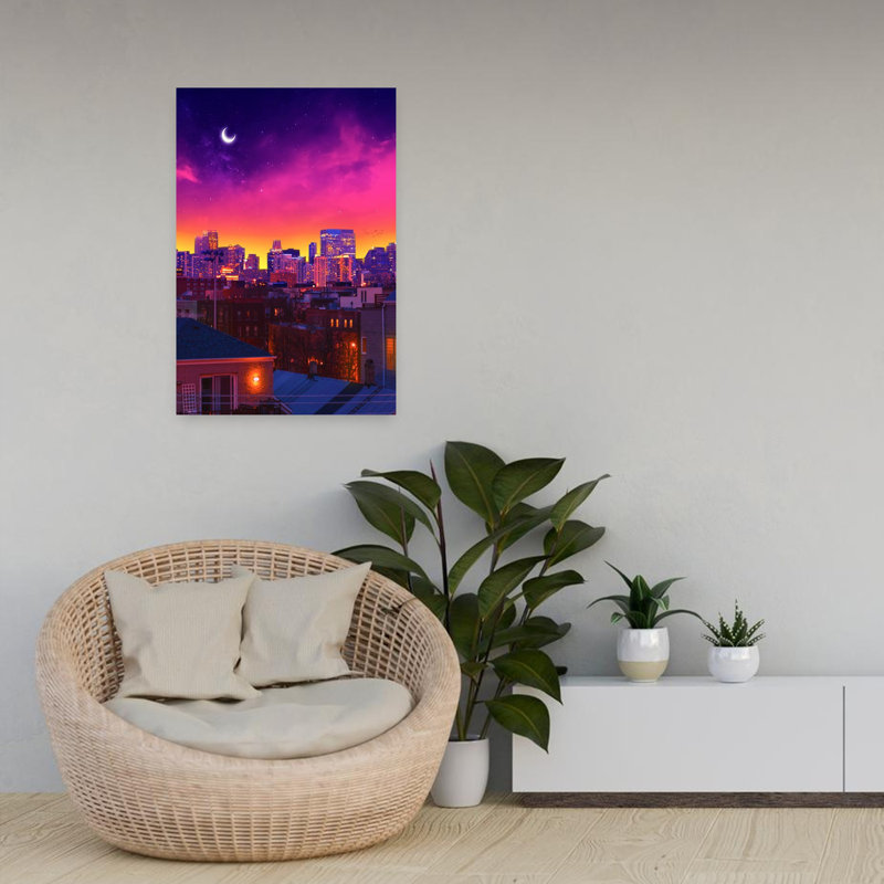 Dusk In Chicago Surreal Abstract Contemporary City Wall Art by Ritvik Takkar - Wrapped Canvas Print, 60.96 cm H x 40.64 cm W
