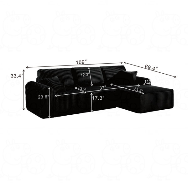 Latitude Run® 109"Cloud Modular Sectional Sofa Couch with L-Shape ...