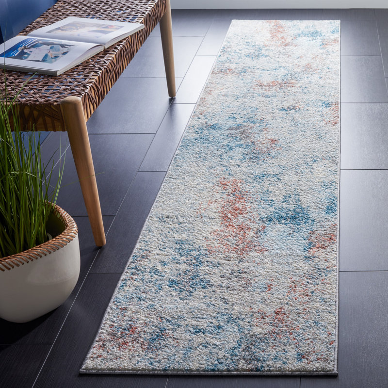 Tapis bleu clair / ivoire Diaz, Tapis de couloir 2 pi x 13 pi