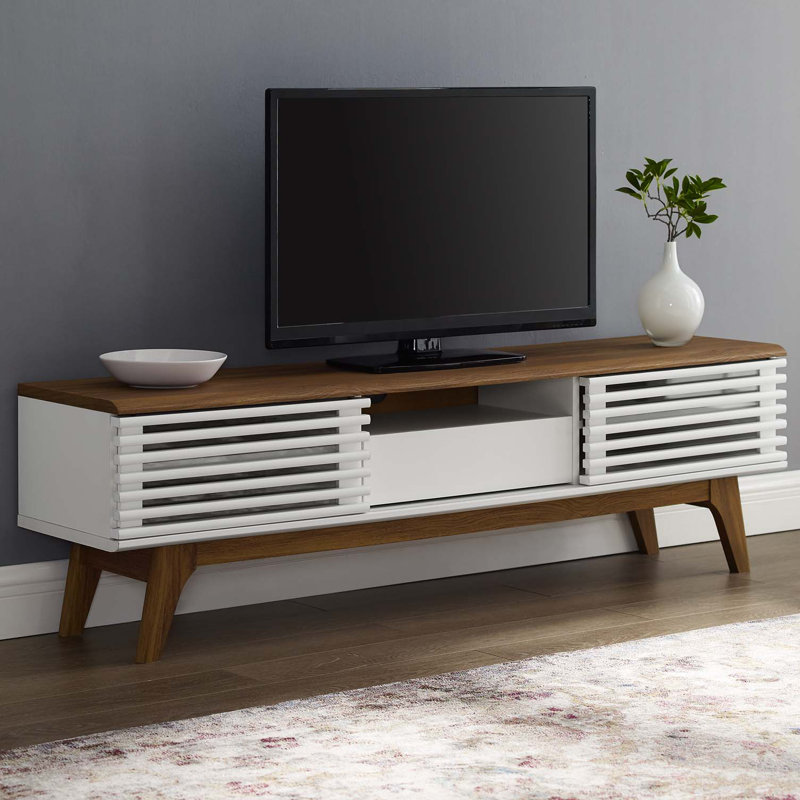 Modway Render TV Stand, Walnut/White, 17"H x 58.5"W 13.5"D